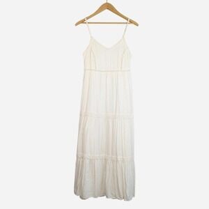 Joie Cream Tiered Maxi Dress Crochet Lace Inset Spaghetti Strap Medium